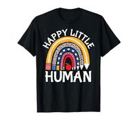Nursery Happy Little Human Rainbow Apple Pencil T-Shirt