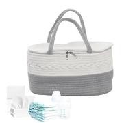 Nursery Nappy Organizer - Storage Basket 37 x 26 x 18.5 cm, Cotton Rope Storage Bin, Large Travel Basket, | Container, For Your