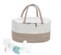 Nursery Organiser - Baby Organiser Basket 37 x 26 x 18.5 cm, Cotton Rope Storage Container, Large Travel Basket, Baby Essentials Container for Car, Camping, Bathroom, Sleep