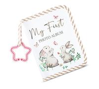 Nursery Photo Organizers Bunnies Themed Soft Fabric Album Tear Resistant Oxfords Materials for Toddler Safe Handling Watercolor Bunnies Kids Scrapbook