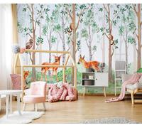 Nursery Photo Wallpaper cute forest animals non-woven wall mural 312x219cm