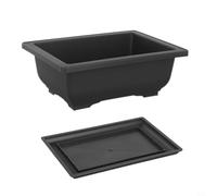 Nursery Plastic Flower Pot and Tray Set in Imitation Purple Sand Style Suitable for Tomato, Rose, Pepper in Various Shapes (2#)
