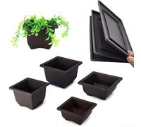 Nursery Plastic Flower Pot and Tray Set in Imitation Purple Sand Style Suitable for Tomato, Rose, Pepper in Various Shapes (5#)