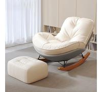 Nursery Rocking Chair and Footstool with Plush Velvet Cushion, Oversized Rocking Glider Lounge Chair for Living Room, Patio, Sunroom, Balcony,Large Relaxing Comfort Chair gray