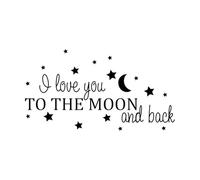 Nursery Room Wall Decal I Love You to The Moon and Back Quotes Stars Moon Wall Decor Sticker for Kids Room Extra Large - 85x155cm