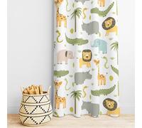 Nursery Safari Animals Curtains, Baby Boy Girl Kids Woodland Jungle Forest Lion Elephant Printed Curtains for Living Room Bedroom Window Drapes 2 Panel Sets42x63 Inch