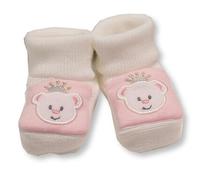 Nursery Time Baby Booties with Embroidery - Princess (White, 0-3 months, UK Footwear Size System, Infant, Age Range, Medium, 0 Months, 3 Months)