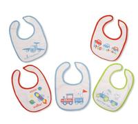 Nursery Time Baby Boys Bibs 5-Pack with waterproof backing