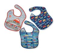 Nursery Time Baby Boys/Girls Polyester Bibs 3-Pack - Waterproof (Blue)