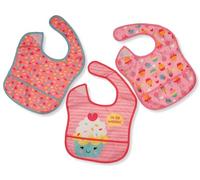 Nursery Time Baby Boys/Girls Polyester Bibs 3-Pack - Waterproof (Pink)