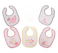 Nursery Time Baby Girl Bibs 5 Pack Feeding Pink (Pink)