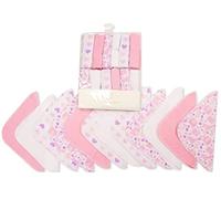 Nursery Time Baby Girl Boy Wash Face Cloths Towel Flannel Wipes Pack of 12 Pink Blue Grey (Pink)