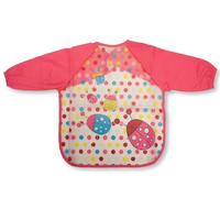 Nursery Time Large Baby PEVA Plastic Bibs with Sleeves - Girls or Boys Design (Pink)