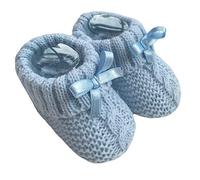 Nursery Time Newborn Baby Boys Girls Booties Baby Knitted Soft Booties with Bow 0-3 Month (Blue) (116-354)