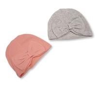 Nursery Time Newborn Baby Girls Hat with Bow - 2-Pack - Colours White/Pink or Rosegold/Grey (UK, Age, 0 Months, 3 Months, Rosegold/Grey)
