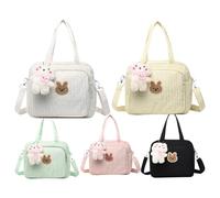 Nursery Tote Bag - Canvas Lined Zipper, Car Diaper Change Organizer, Large Capacity Diaper Pouch Portable Storage Bin, Carry Organizer for Parents Outings | Walking Travel Car Accessory