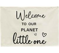 Nursery Wall Decor-Rectangle Banner Flag Poster Wall Decor Gifts for Nursery Baby Kids Girl Boy-Babyroom Playroom-Baby Present Shower-Christmas Gift-Welcome to Our Planet Hello World-28.5"L×20"W