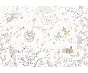 Nursery wallpaper mural Disney Bambi Dumbo Marie beige girls children bedroom