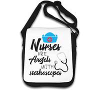 Nurses are Angels with Stethoscopes Shoulder Bag White