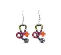 Nurses Day Earrings for Women Glitter Stethoscope Heart Medical Hat Uniform Acrylic Drop Dangle Earrings Nurses Week Appreciation Gifts, Acrylic, No Gemstone