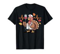 Nurses ER ICU RN Fall Autumn Thanksgiving Heartbeat Turkey T-Shirt