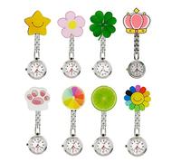 Nurses Fob Watch, Cute Fob Cartoon Watch, Medical Luminous Pin Clip-On Brooch Hanging Pocket Fob Watches For Men Women, Daily Waterproof Quartz Nurse Doctor Nurse Paramedic (Four Leaf Clover)