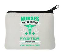 Nurses Like It Harder Faster Deeper CPR Saves Lives Neoprene Coin Purse Pouch 10x11cm White