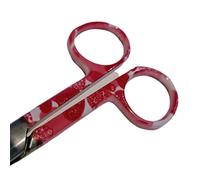 Nurses Scissors with Beautiful Pink Hearts & Flowers Design Lacquered Handle