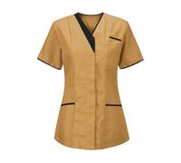 Nurses Uniform for Women V Neck Short Sleeve Scrub Tops Ladies Summer Tops Carers Uniform Top Healthcare Tunics for Women Hospital Medical Nurse Uniform Clinic Maid Nurse Protective Clothing Tops