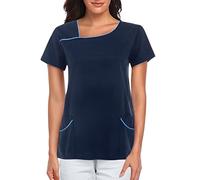 Nurses Uniform Solid Beauty Tunic Office Doctors Cat Grooming Uniform Tunics Scrubs Tops Workwear Work Tops Care Work Shirt Solid Color Cat Grooming for Dental Carer Vet Beauty