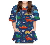 Nurse's Uniform Women Working Uniform Tops Cute V-Neck Tees with Pockets Dentist Vet Nurse Surgical Uniforms Nursing(Color4,XL)
