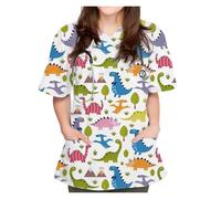 Nurse's Uniform Women Working Uniform Tops Cute V-Neck Tees with Pockets Dentist Vet Nurse Surgical Uniforms Nursing(Color10,XXL)