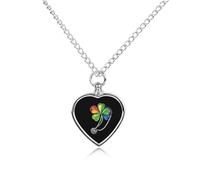 NurseSt Day Patricks Shamrock Clover Pet Urn Necklace Memorials Funerary Ashes Pendant Heart Silver for Dog Cat Lover