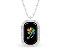 NurseSt Day Patricks Shamrock Clover Women's Square White Diamond Necklace Adjustable Pendant Chain Gift for Mom
