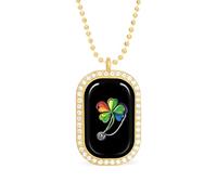 NurseSt Day Patricks Shamrock Clover Women's Square White Diamond Necklace Adjustable Pendant Chain Gift for Mom