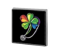 NurseSt Day Patricks Shamrock Clovers Square Badge Pin Metal Memorial Brooch Button Lapel Pins for Backpack Wedding