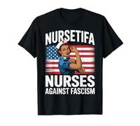 Nursetifa Black Nurse Against Fascism Flag Resist No Kings T-Shirt