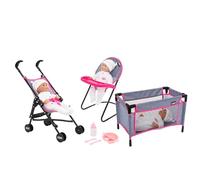 Nursey Playset Age 3+ | 7 Piece Nursery Playset Doll Highchair, Doll Crib, Doll Car Seat & Reusable Cutlery Set | Prams, Pushchairs and Dolls Accessories for Boys & Girls + (Mamas & Papas)