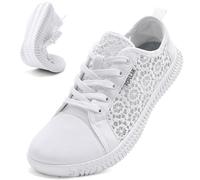 Nursgram Women Wide Toe Box Shoes Zero Drop Non Slip Extra Wide Width Fashion Sneakers Ultralight Breathable Hiking Shoes Casual Sneakers for Travel Work Sneakers, White opulent garden, 7/7.5 UK