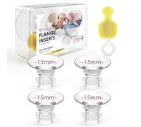 Nursi Luna Flange Insert 15mm 4PCS for 24mm Flanges/Shield of Most Pumps, Flange Sizing Kit Silicone Breast Pump Flanges Insert with Storage Box, Cleaning Brush, Breastfeeding Essentials Kit for Moms
