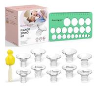 Nursi Luna Flange Sizing Kit 3 in 1 Ultimate with 10PCS Flange Inserts 13/15/17/19/21mm, Nipple Ruler, Cleaning Brush, Silicone Flange Insert Kit for 24mm Most Pumps, Pumping Breastfeeding Essentials