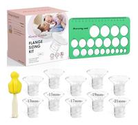 Nursi Luna Flange Sizing Kit 3 in 1 Ultimate with 10PCS Flange Inserts 13/15/17/19/21mm, Nipple Ruler, Cleaning Brush, Silicone Flange Insert Kit for 24mm Most Pumps, Pumping Breastfeeding Essentials