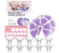 Nursi Luna Flange Sizing Kit with Flange Inserts 13/15/17/19/21mm 10PCS, Nipple Ruler Tool, 2 Hot and Cold Breast Therapy Packs, Flange Insert for 24mm Pump, Breastfeeding Essential Kit for New Moms