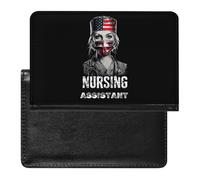 Nursing Assistant U.S. Flag Funny Passport Holder for Travel Wallet Cover Document Organizer with Card Slot