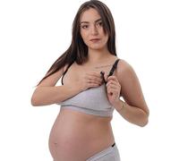Nursing Bra for Breastfeeding with Easy Access Clips, Adjustable Straps, 95% Cotton, Comfortable Support, Ideal for Moms, Pregnancy and Sleep, Soft Maternity Bra (S-XXXL), Grey with Black S
