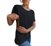 Nursing Breastfeeding Shirts for Maternity Women UK Side Open Pregnancy Comfort Short Sleeve Mama's Boobery Always On Tap Clothes Friendly Zip Tshirts Breastfeeding Tops Maternity Tops (Black, S)