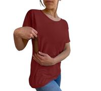 Nursing Breastfeeding Shirts for Maternity Women UK Side Open Pregnancy Comfort Short Sleeve Mama's Boobery Always On Tap Clothes Friendly Zip Tshirts Breastfeeding Tops Maternity Tops (Wine, XXL)