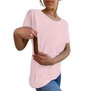 Nursing Breastfeeding Shirts for Maternity Women UK Side Open Pregnancy Comfort Short Sleeve Mama's Boobery Always On Tap Clothes Friendly Zip Tshirts Breastfeeding Tops Maternity Tops (Pink, XL)