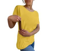 Nursing Breastfeeding Shirts for Maternity Women UK Side Open Pregnancy Comfort Short Sleeve Mama's Boobery Always On Tap Clothes Friendly Zip Tshirts Breastfeeding Tops Maternity Tops (Yellow, XXL)