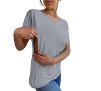 Nursing Breastfeeding Shirts for Maternity Women UK Side Open Pregnancy Comfort Short Sleeve Mama's Boobery Always On Tap Clothes Friendly Zip Tshirts Breastfeeding Tops Maternity Tops (Grey, XL)